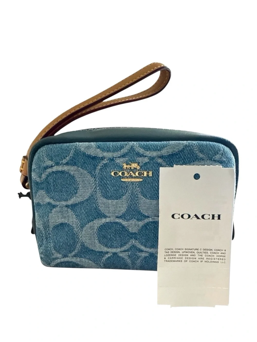 Coach Pouch Wristlet Signature Denim